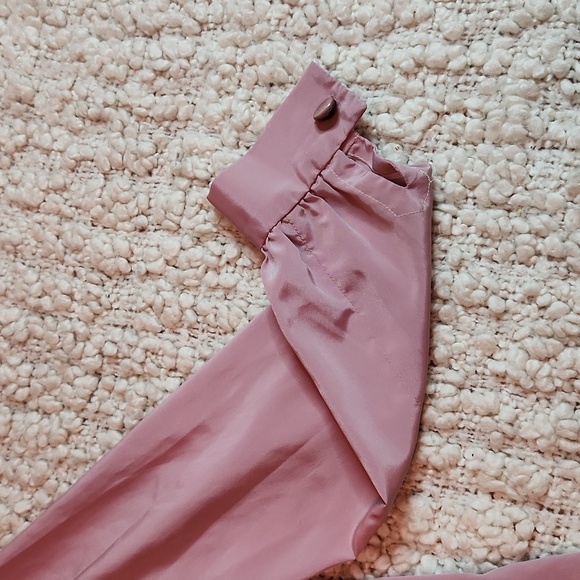 Vintage dusty rose shirt dress with attached lace collar Size M - Picture 2 of 11